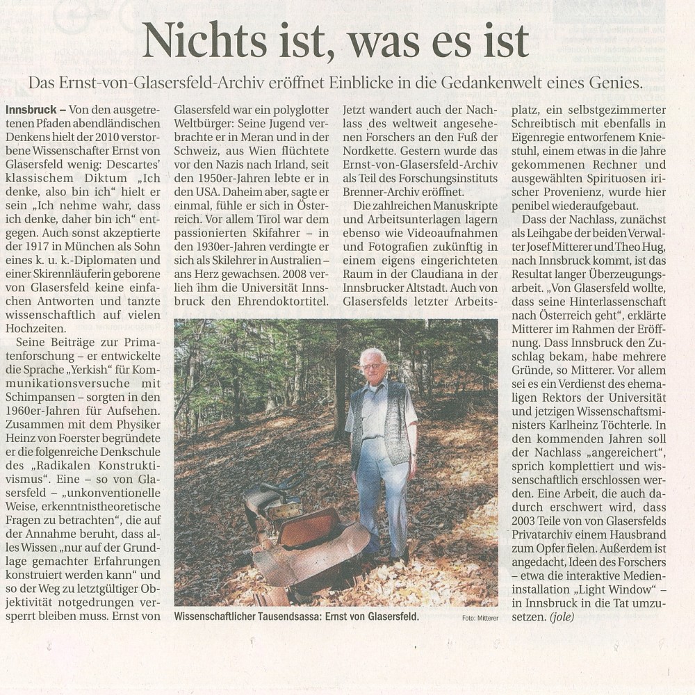 Pressebericht zur Eröffnung, Tiroler Tageszeitung, 23. 3. 2012