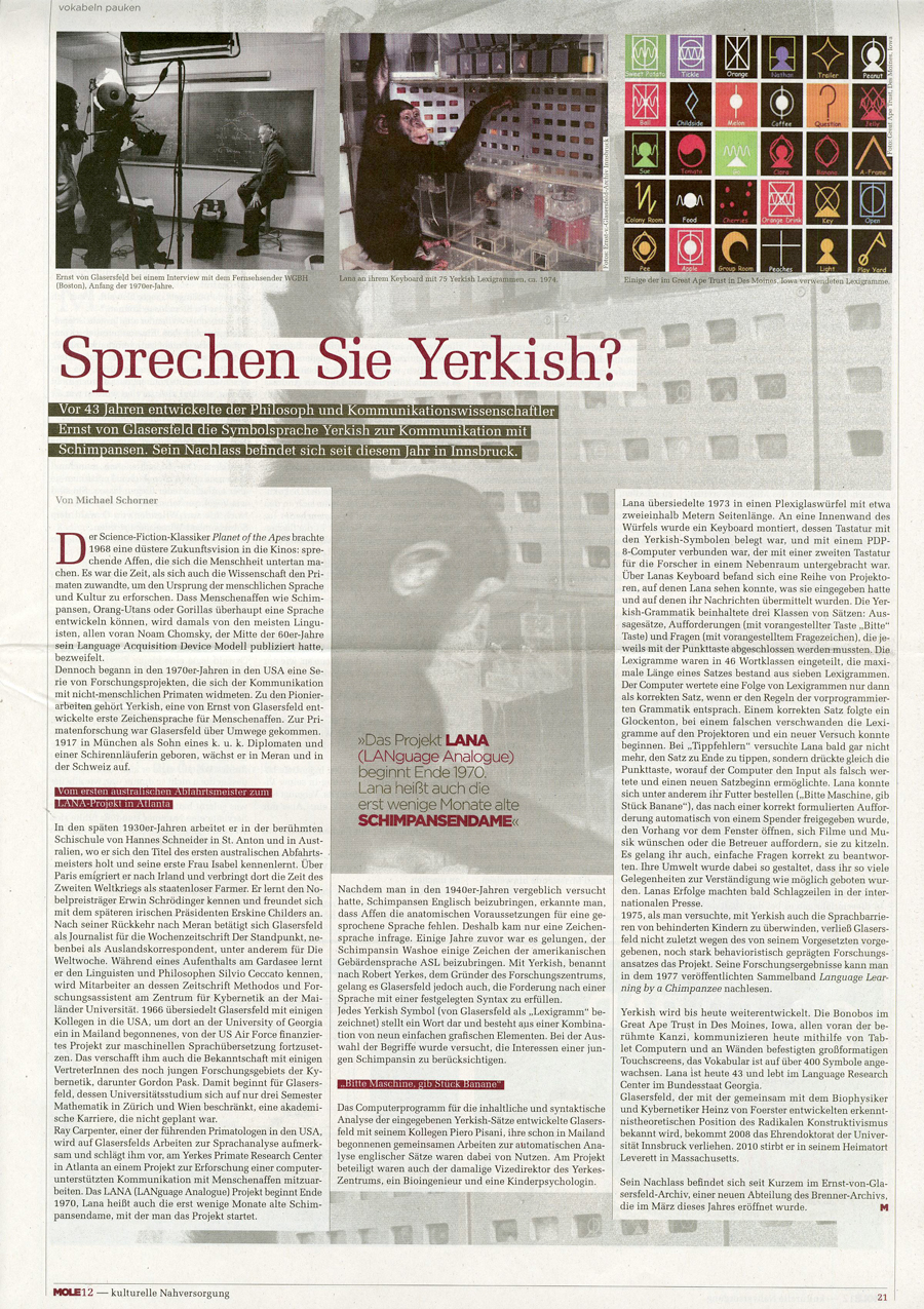 Yerkish-Artikel Mole Nr. 12, 2013